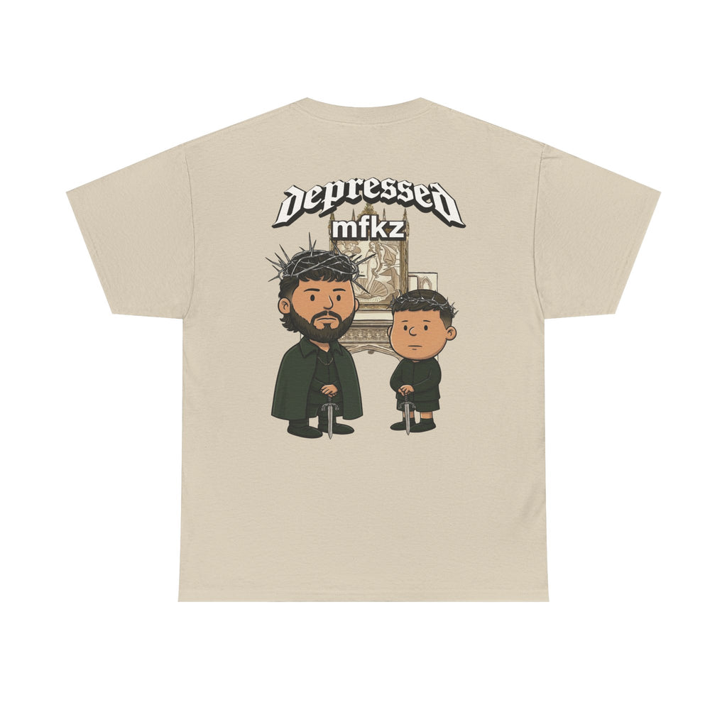 Depressed Mfkz Cartoon Tee – Gothic Duo Graphic T‑Shirt